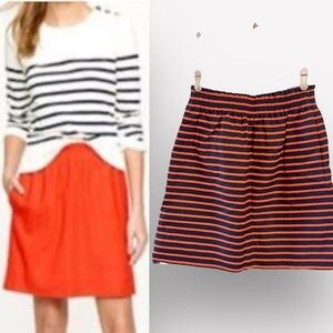 🇪🇸🥑J Crew Factory Printed linen-cotton Sidewalk mini skirt blue orange 0